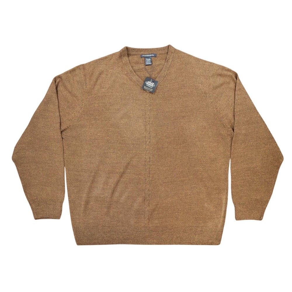 Weatherproof Sweater Mens XXL Brown Acrylic V-Neck Pullover Cable Knit